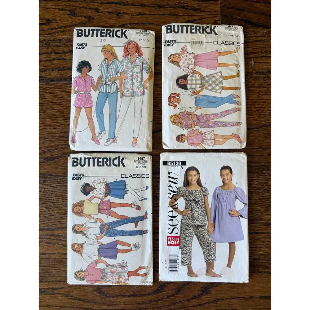 12-Piece LOT Girls Sz10 Vintage 70s 80s 90s Y2k Sewing Patterns Dress PJ Costume